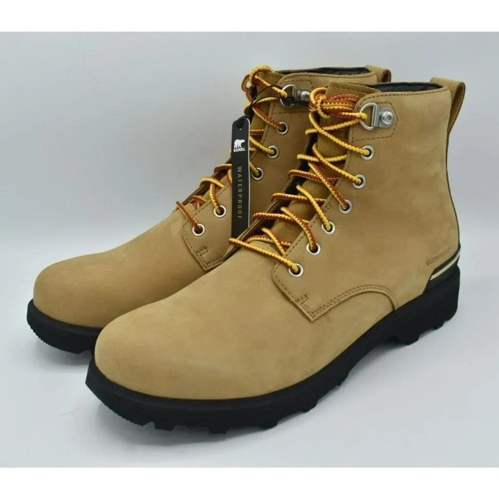 Sorel Mens Size 10.5 Caribou Six‎ Waterproof Leather Tan Buff Rain Winter Boots